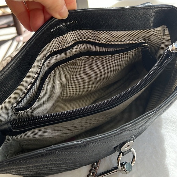 Rebecca Minkoff Black Quilted Pebbled Leather Edie Crossbody Shoulder Bag - Picture 10 of 16